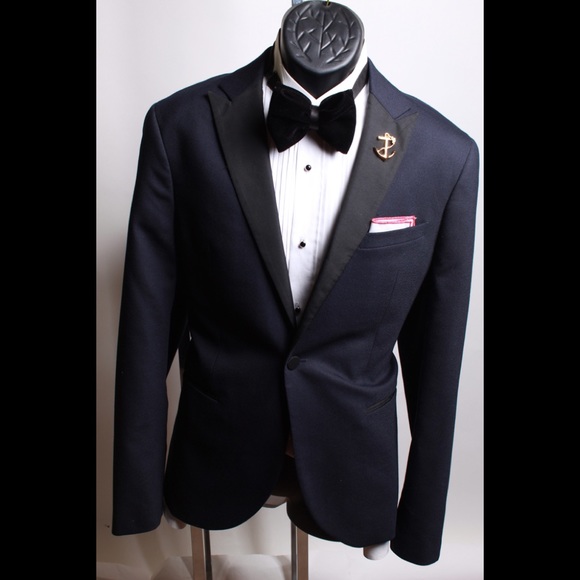 Topman Suits & Blazers Mens Navy Blue Tuxedo Jacket Poshmark